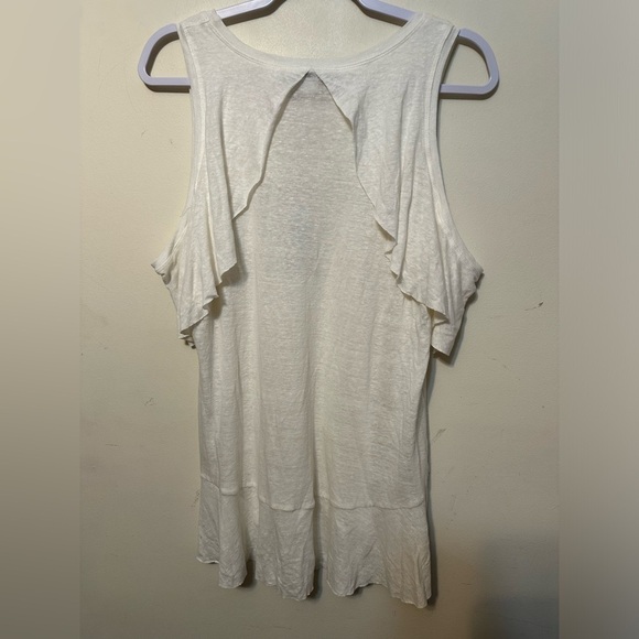 BCBG Maxazria Linen Flutter Sleeve Top Sleeveless Top Off White NWT Medium Boho - Picture 5 of 5